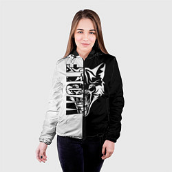 Куртка с капюшоном женская Волк - чёрно белое, цвет: 3D-черный — фото 2