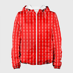 Женская куртка Красный полосы в цветочек