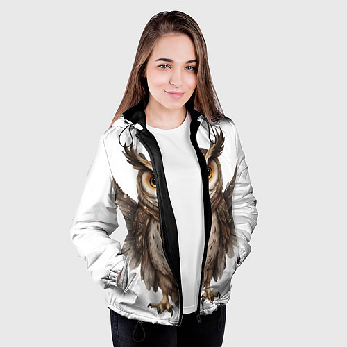 Женская куртка Совушка с крыльями / 3D-Черный – фото 3