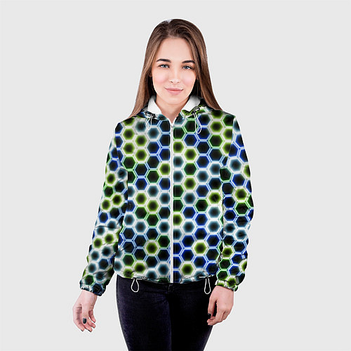 Женская куртка Светящиеся соты / 3D-Белый – фото 4