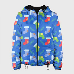 Куртка с капюшоном женская Рождественские валенки, цвет: 3D-черный