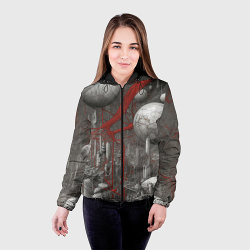 Женская куртка Биотехнический городской пейзаж / 3D-Черный – фото 4