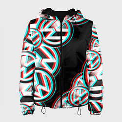 Куртка с капюшоном женская Volkswagen glitch pattern, цвет: 3D-черный