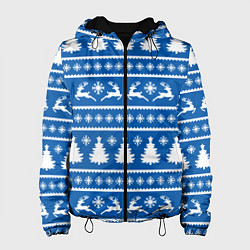 Женская куртка Синий свитер с новогодними оленями
