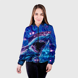 Куртка с капюшоном женская Фиолетовая акула, цвет: 3D-черный — фото 2