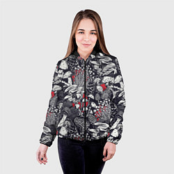 Куртка с капюшоном женская Разные грибы, цвет: 3D-черный — фото 2