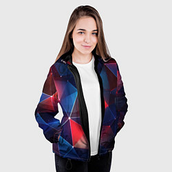 Куртка с капюшоном женская Синяя геометрическая абстракция, цвет: 3D-черный — фото 2