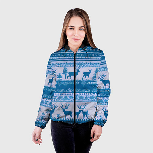 Женская куртка Синие олени / 3D-Черный – фото 4