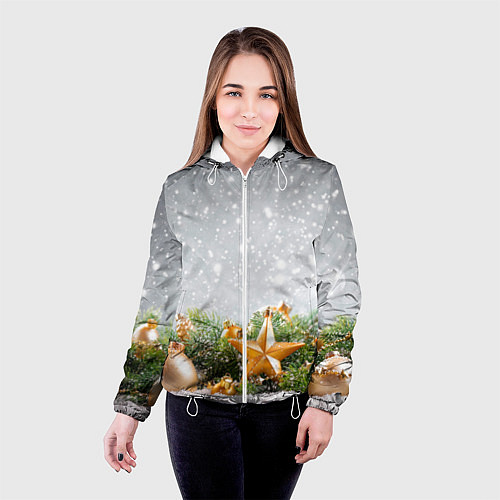Женская куртка Новогодняя ель / 3D-Белый – фото 4