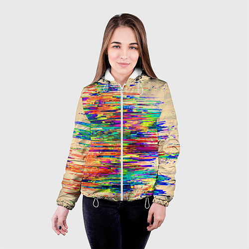 Женская куртка Разноцветный глитч / 3D-Белый – фото 4