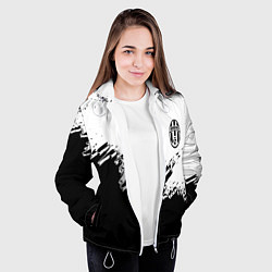 Куртка с капюшоном женская Juventus black sport texture, цвет: 3D-белый — фото 2