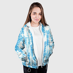 Куртка с капюшоном женская Морозный узор акварель, цвет: 3D-белый — фото 2