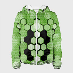 Женская куртка Зелёная кибер броня hexagons