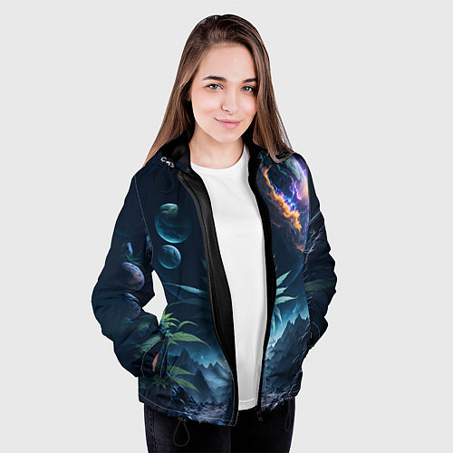Женская куртка Вид на землю с другой планеты / 3D-Черный – фото 3