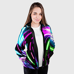 Куртка с капюшоном женская Неоновая экспрессивная абстракция, цвет: 3D-черный — фото 2
