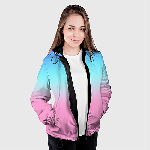 Женская куртка Синий и голубо-розовый градиент / 3D-Черный – фото 3