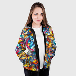 Куртка с капюшоном женская Фантазийный паттерн - граффити, цвет: 3D-черный — фото 2