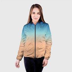 Куртка с капюшоном женская Сине-бежевый градиент, цвет: 3D-черный — фото 2