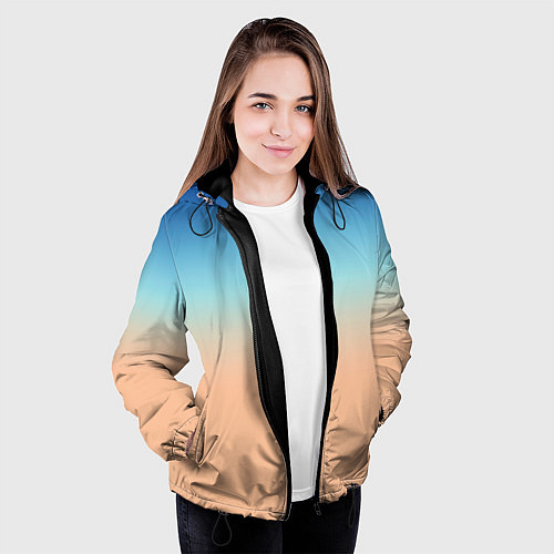 Женская куртка Сине-бежевый градиент / 3D-Черный – фото 3