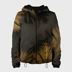 Женская куртка Тонкие золотые листья на черном фоне