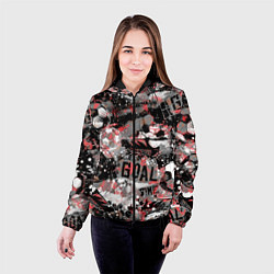 Куртка с капюшоном женская Футбол узоры, цвет: 3D-черный — фото 2