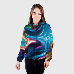 Куртка с капюшоном женская Жидкий красочный металл, цвет: 3D-черный — фото 2
