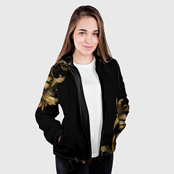 Куртка с капюшоном женская Объемные узоры на черной ткани лепнина, цвет: 3D-черный — фото 2
