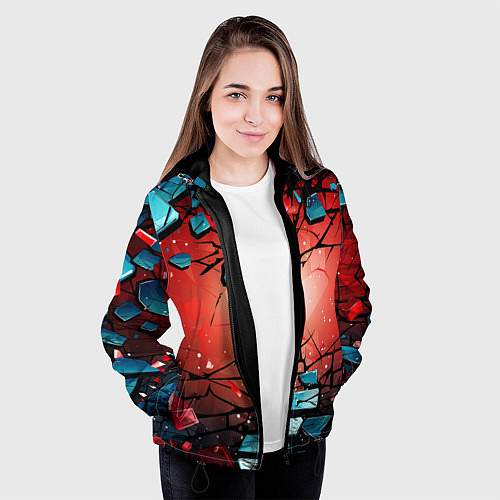 Женская куртка Взрыв камне абстракция / 3D-Черный – фото 3