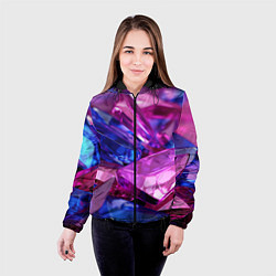 Куртка с капюшоном женская Розовые и синие битые стекла, цвет: 3D-черный — фото 2