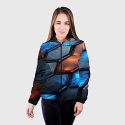 Куртка с капюшоном женская Прозрачные абстрактные плиты, цвет: 3D-черный — фото 2