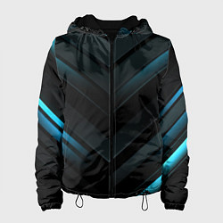 Женская куртка Синее неоновое свечение геометрическая темная абст