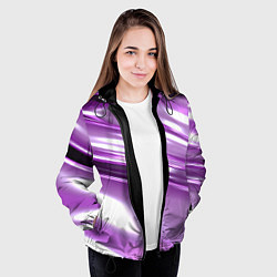 Куртка с капюшоном женская Нежные фиолетовые полосы абстракта, цвет: 3D-черный — фото 2
