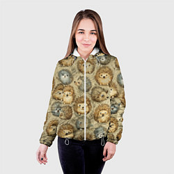 Куртка с капюшоном женская Паттерн лесной ежик, цвет: 3D-белый — фото 2