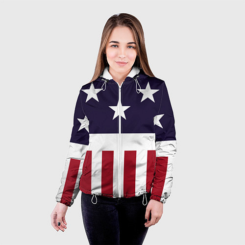 Женская куртка Флаг Америки / 3D-Белый – фото 4