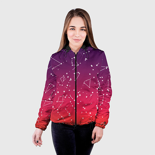 Женская куртка Созвездия в розовом небе / 3D-Черный – фото 4