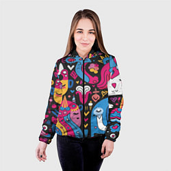 Куртка с капюшоном женская Абстрактные единороги, цвет: 3D-черный — фото 2
