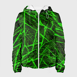 Женская куртка Зелёная паутина на чёрном фоне