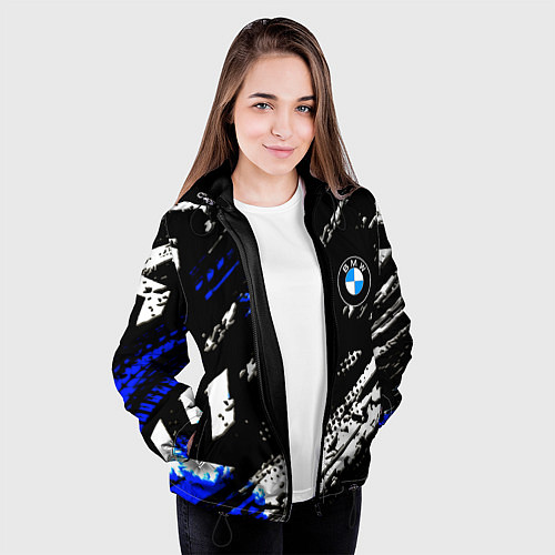 Женская куртка BMW stripes color auto sport / 3D-Черный – фото 3