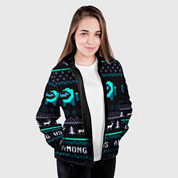Куртка с капюшоном женская Among us зима олени, цвет: 3D-черный — фото 2