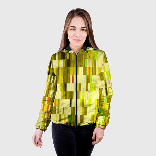 Женская куртка Жёлтый глитч / 3D-Черный – фото 4