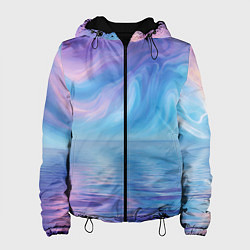 Куртка с капюшоном женская Абстрактное небо и водная гладь, цвет: 3D-черный