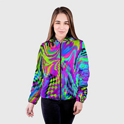 Куртка с капюшоном женская Психоделический глитч, цвет: 3D-черный — фото 2