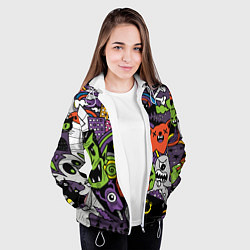 Куртка с капюшоном женская Страшно веселые монстры, цвет: 3D-белый — фото 2