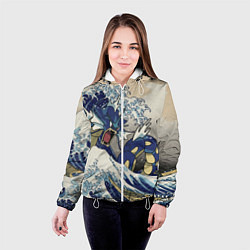 Куртка с капюшоном женская Kanagawa wave - Gyarados, цвет: 3D-белый — фото 2