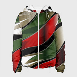 Женская куртка Белые зеленые и красные полосы