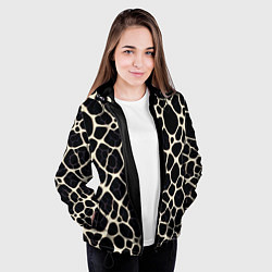 Куртка с капюшоном женская Патерн клеточной паутины, цвет: 3D-черный — фото 2