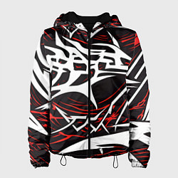 Женская куртка Белые и красные агрессивные линии на чёрном фоне