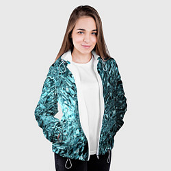 Куртка с капюшоном женская Эффект жидкого стекла бирюзовый, цвет: 3D-белый — фото 2