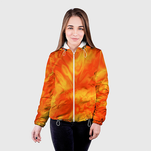 Женская куртка Солнечный огонь абстракция / 3D-Белый – фото 4