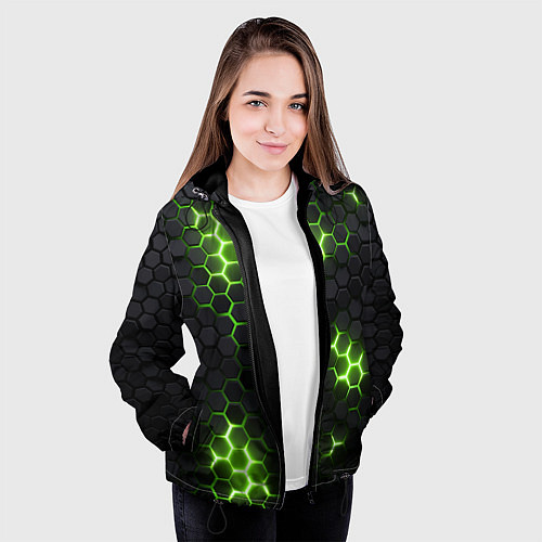 Женская куртка Неоновый зеленый / 3D-Черный – фото 3